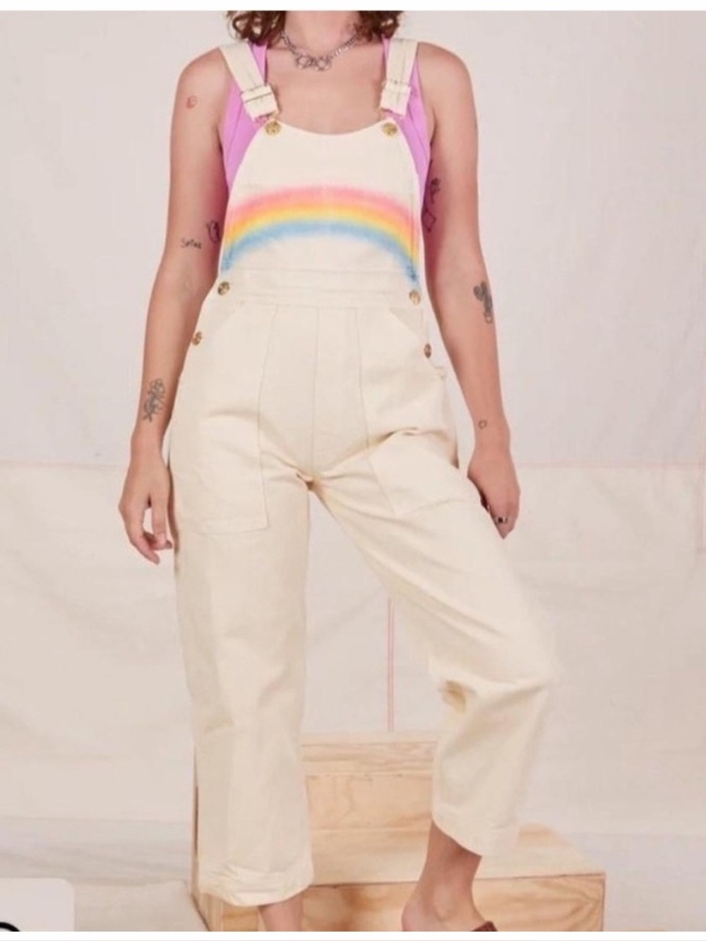NWT Big Bud Press rainbow airbrushed overalls XXS